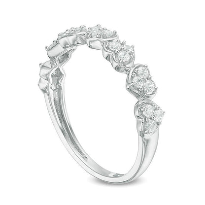 0.33 ct. Gesamtgewicht Diamant Ehering mit Herz in 10K Weißgold