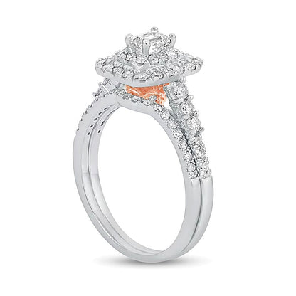 Braut-Set mit Diamanten im Smaragdschliff 1.0 CT. Gesamtgewicht in 10K Weißgold