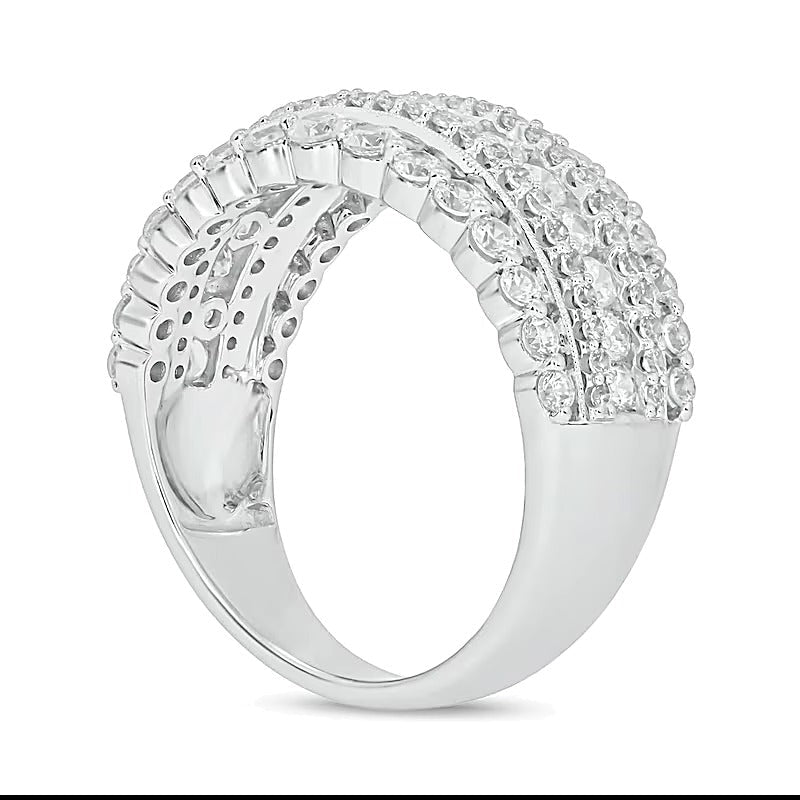 Ring mit Diamanten 1.5 ct. Gesamtgewicht mehrreihig im Vintage-Stil in 10K Weißgold