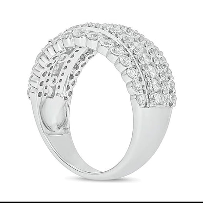 Ring mit Diamanten 1.5 ct. Gesamtgewicht mehrreihig im Vintage-Stil in 10K Weißgold