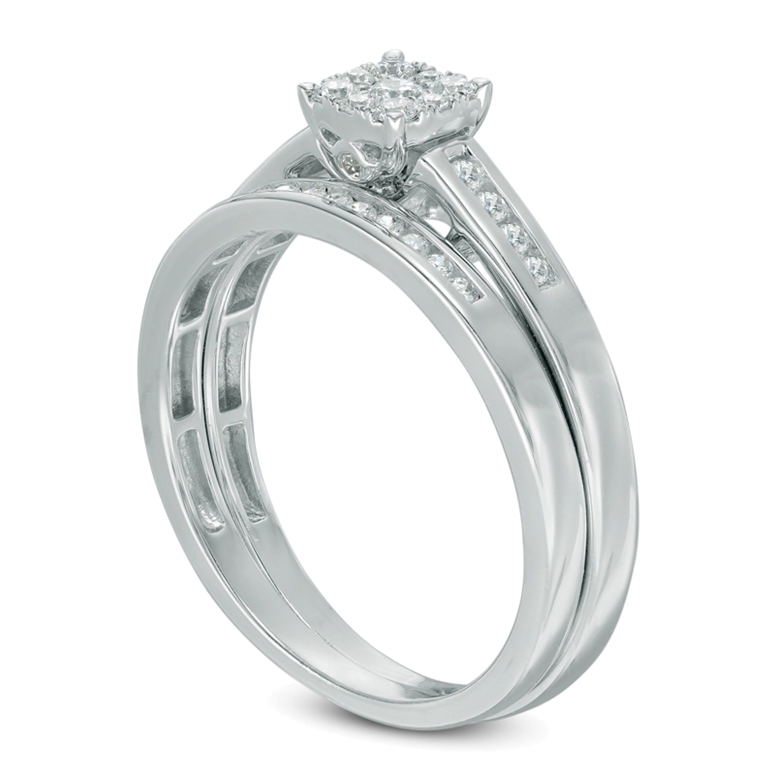 Brautset mit Diamanten 0,33 ct. Gesamtgewicht in 10K Weißgold