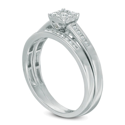 Brautset mit Diamanten 0,33 ct. Gesamtgewicht in 10K Weißgold