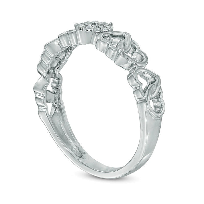 0.05 ct. Gesamtgewicht Diamant Ring mit wechselnden Herzen in 10K Weißgold