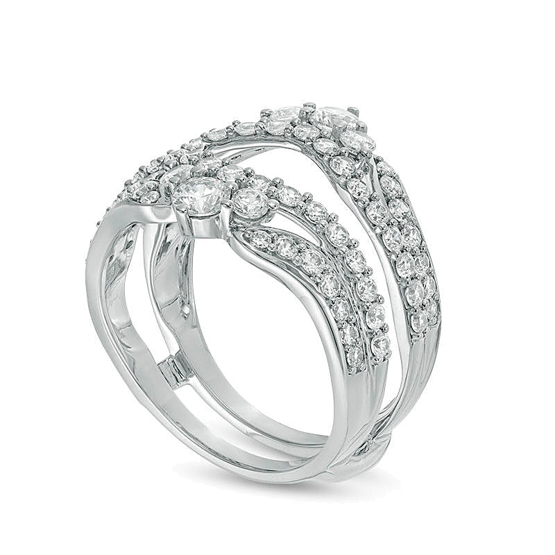 1,5 ct. Gesamtgewicht Diamant-Ring mehrreihig im Tiara-Stil Solitär-Enhancer in 14K Weißgold