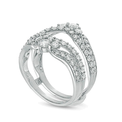 1,5 ct. Gesamtgewicht Diamant-Ring mehrreihig im Tiara-Stil Solitär-Enhancer in 14K Weißgold