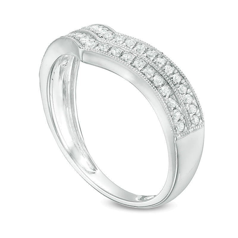 0.25 ct. Gesamtgewicht Diamant Chevron-Ehering zweireihig in 10K Weißgold
