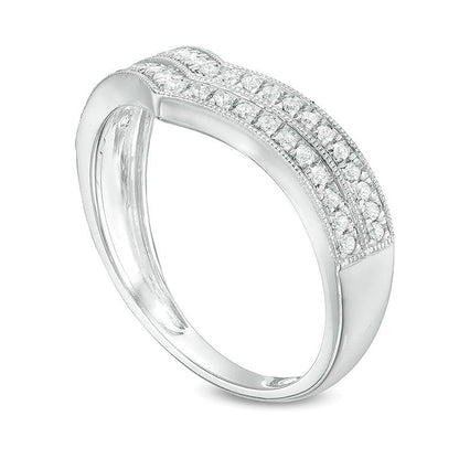 0.25 ct. Gesamtgewicht Diamant Chevron-Ehering zweireihig in 10K Weißgold
