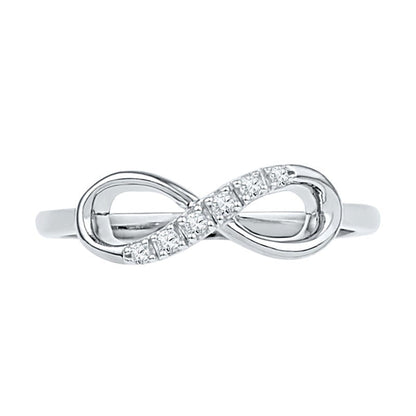 Infinity-Ring mit Diamant-Besatz in 10K Weißgold