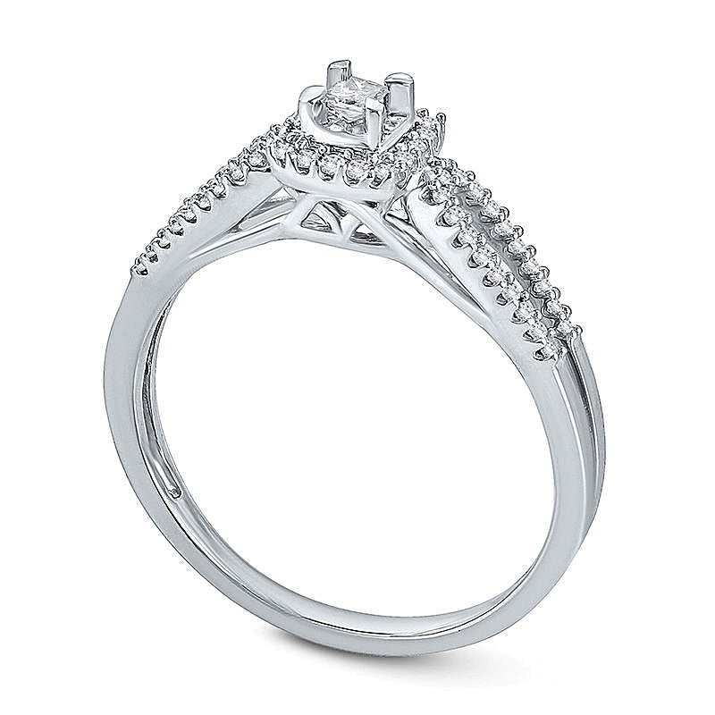 0.2 ct. Gesamtgewicht Freundschaftsring mit Diamanten im Princess- und rund-Schliff in 10K Weißgold