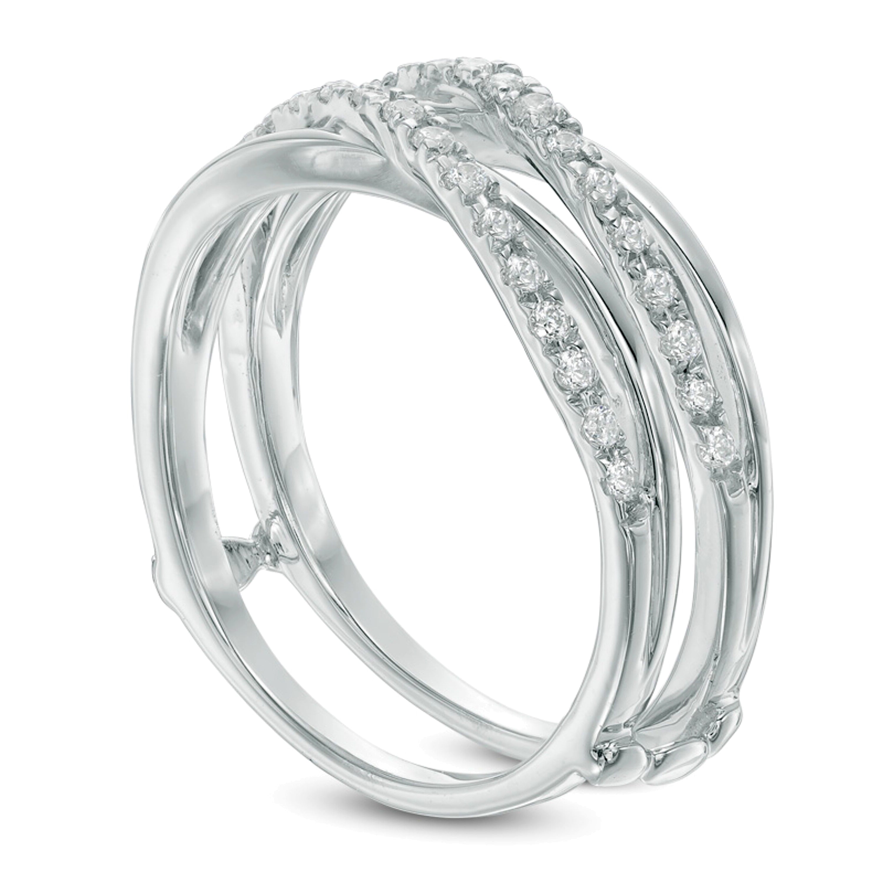 0.25 ct. Gesamtgewicht Diamant Doppel-Crossover Solitär-Enhancer Ring in 10K Weißgold