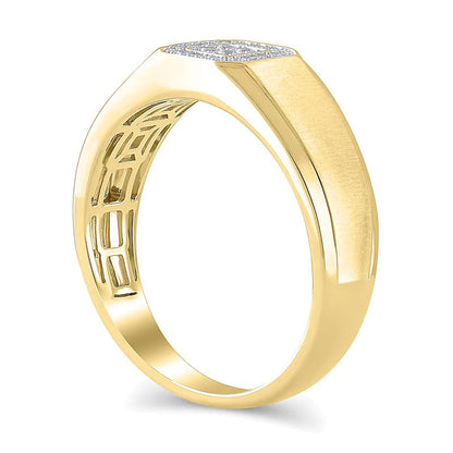 0.13 ct. Gesamtgewicht Ring mit vier Diamanten und achteckigem Rahmen in 10K Gelbgold