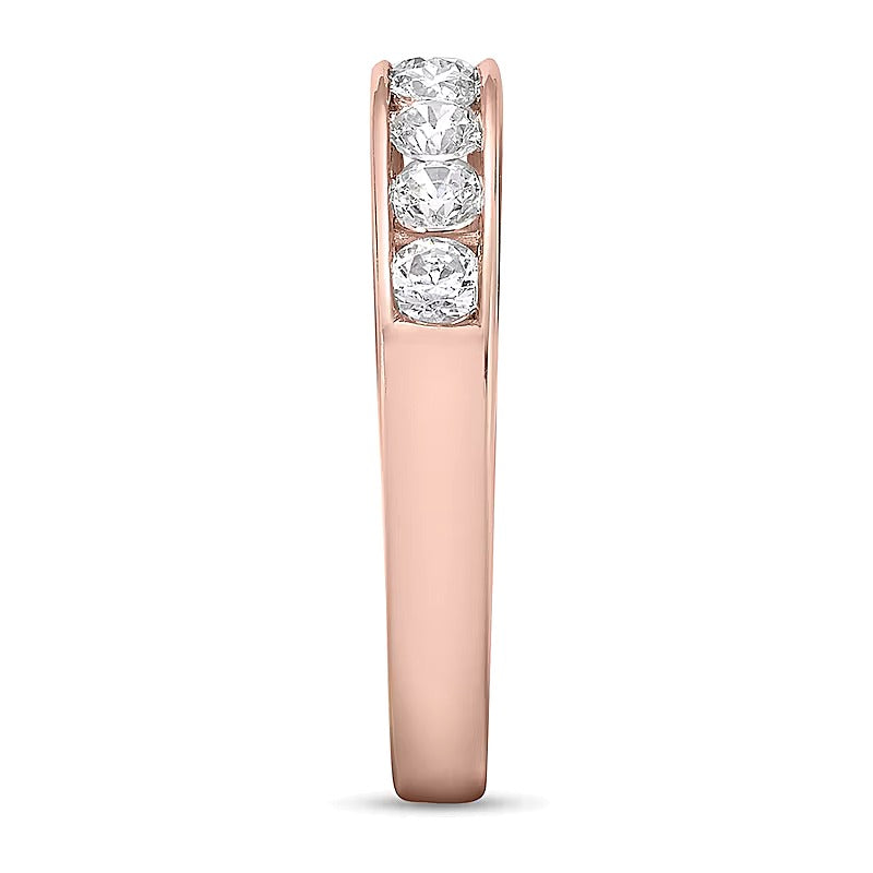 0.75 ct. Gesamtgewicht Diamant Ring kanalgefasst mit neun Steinen in 10K Roségold (I/I2)