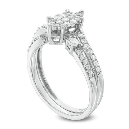 Marquise Bypass Brautset mit Diamanten 0.5 ct. Gesamtgewicht in 10K Weißgold