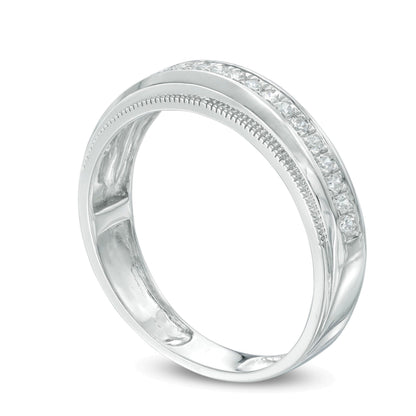 0.25 CT. TW Diamant Ehering mit Milgrain in 10K Weißgold