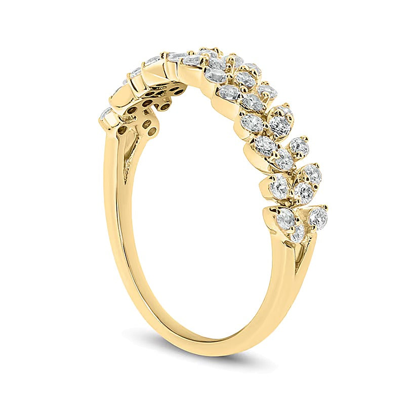 0.5 ct. Gesamtgewicht Diamant Memoire-Ring mit Blattranken-Design in 10K Gelbgold