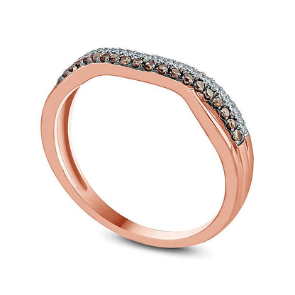 0.25 ct. Gesamtgewicht Champagner- und weißer Diamant Contour-Ring in 10K Roségold mit schwarzem Rhodium