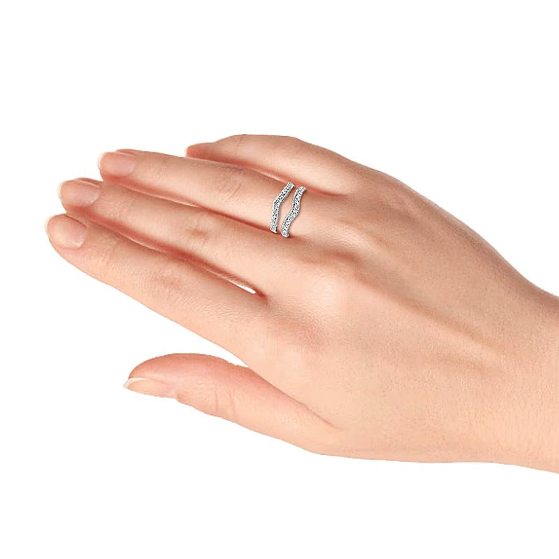 0.38 ct. Gesamtgewicht Diamant Solitär-Enhancer mit Seilstruktur und doppelter Reihe in 14K Weißgold