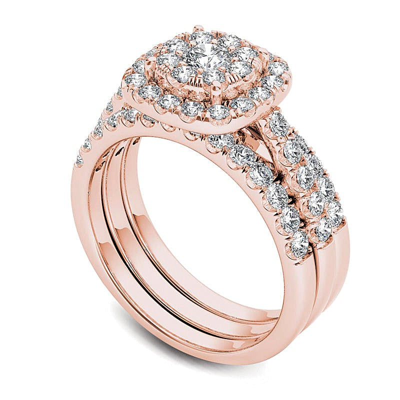 Braut-Set mit Diamanten 1.5 ct. Gesamtgewicht, rund, in 14K Roségold