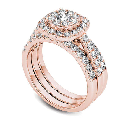 Braut-Set mit Diamanten 1.5 ct. Gesamtgewicht, rund, in 14K Roségold