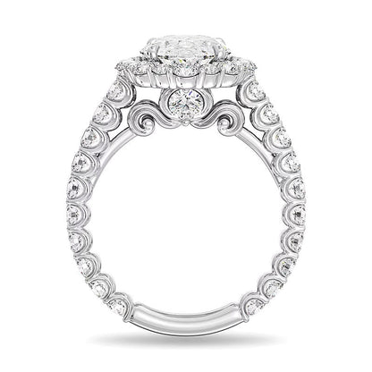 Halo-Verlobungsring mit ovalem Labordiamant 4,75 ct. Gesamtgewicht in 14K Weißgold
