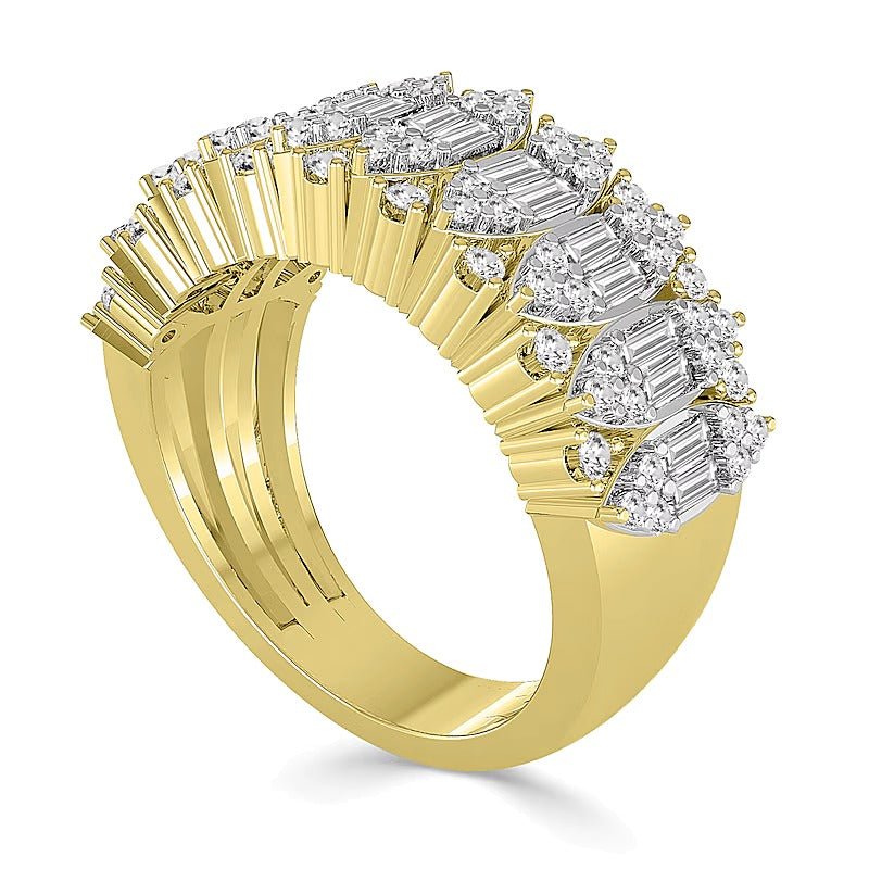 Ring mit mehreren Diamanten 1.0 ct. Gesamtgewicht in 14K Gelbgold
