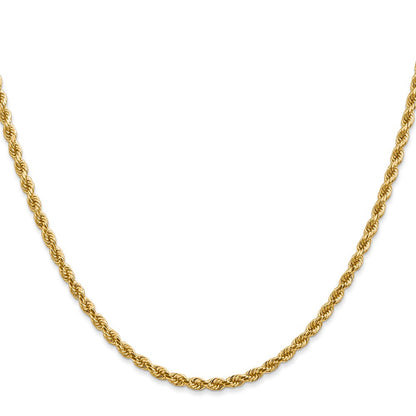 14K Gelbgold 2.75mm Diamantiert Kordel mit Karabinerverschluss Halskette