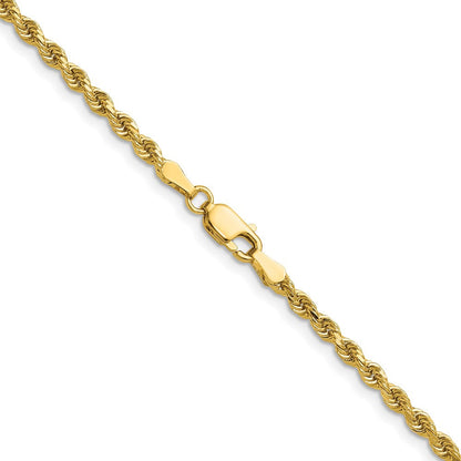 14K Gelbgold 2.75mm Diamantiert Kordel mit Karabinerverschluss Halskette