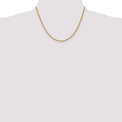 14K Gelbgold 2.75mm Diamantiert Kordel mit Karabinerverschluss Halskette