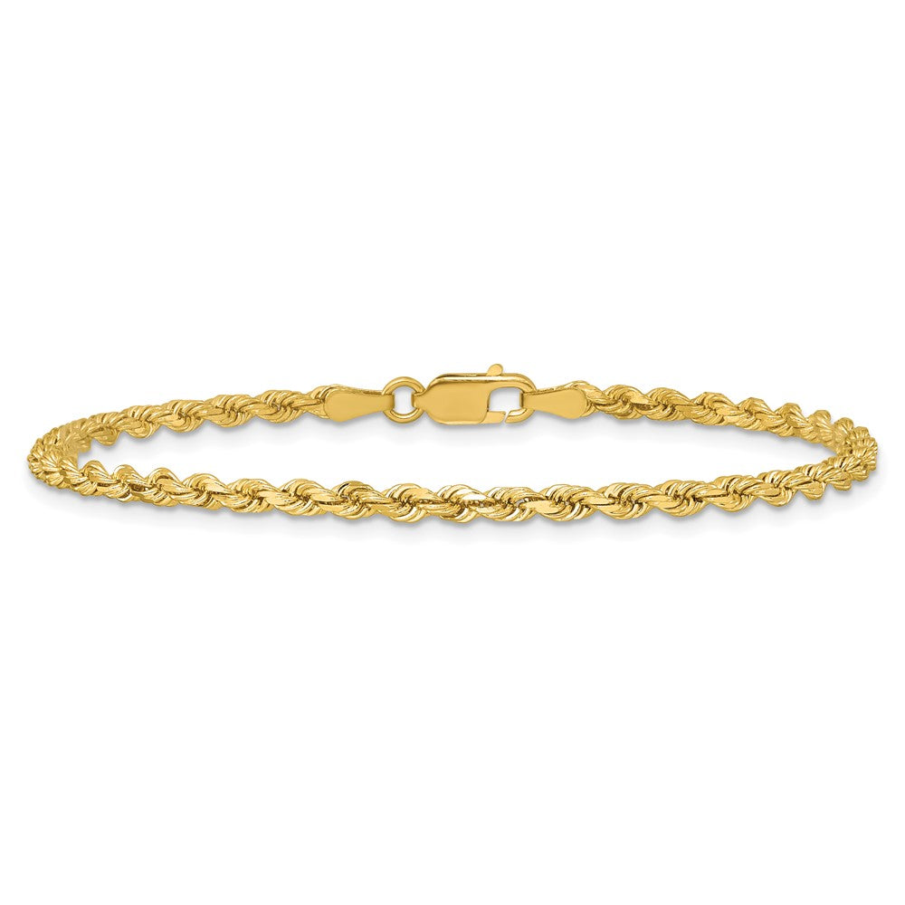 14K Gelbgold 2.75mm Diamantiert Kordel mit Karabinerverschluss Gliederarmband