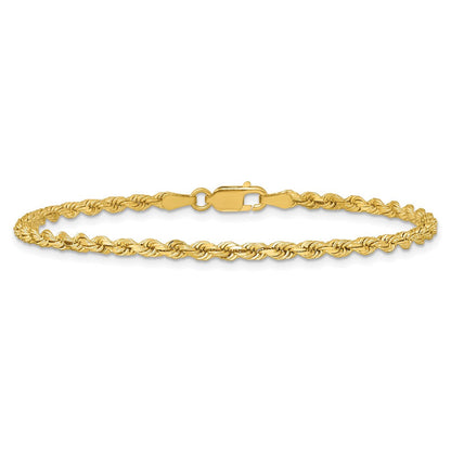 14K Gelbgold 2.75mm Diamantiert Kordel mit Karabinerverschluss Gliederarmband