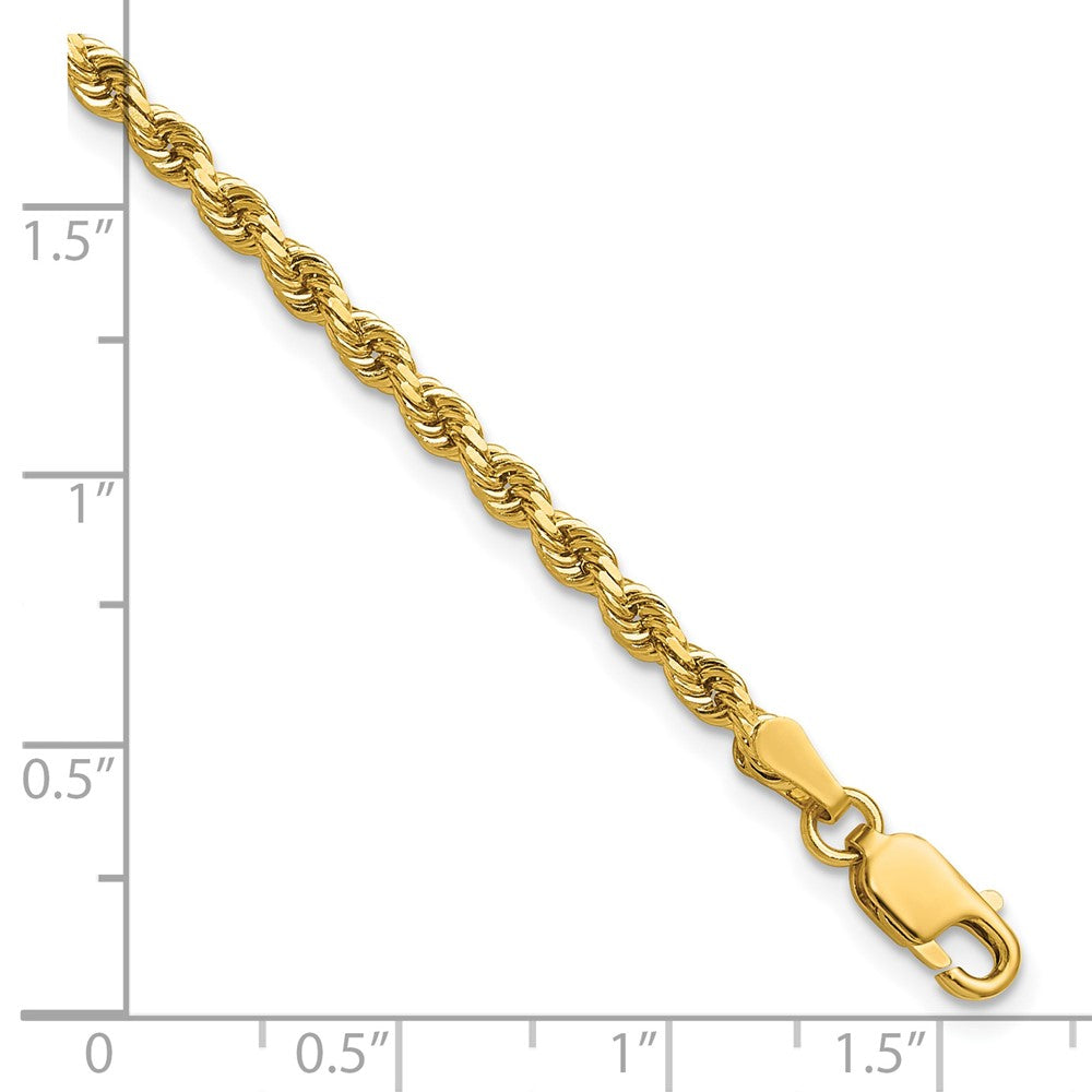 14K Gelbgold 2.75mm Diamantiert Kordel mit Karabinerverschluss Kette Fußkettchen