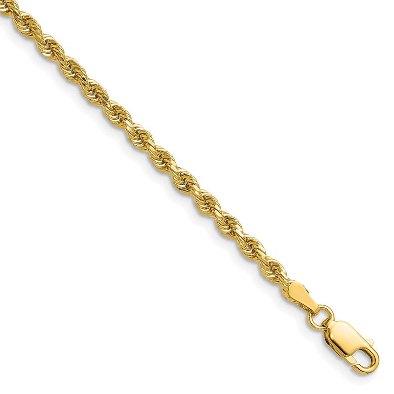 14K Gelbgold 2.75mm Diamantiert Kordel mit Karabinerverschluss Halskette