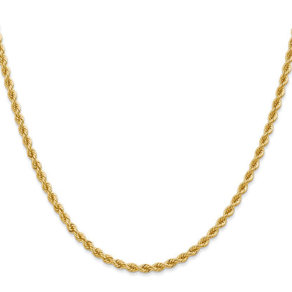 14K Gelbgold 2.75mm Normal Kordel mit Karabinerverschluss Halskette