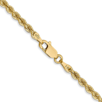 14K Gelbgold 2.75mm Normal Kordel mit Karabinerverschluss Halskette