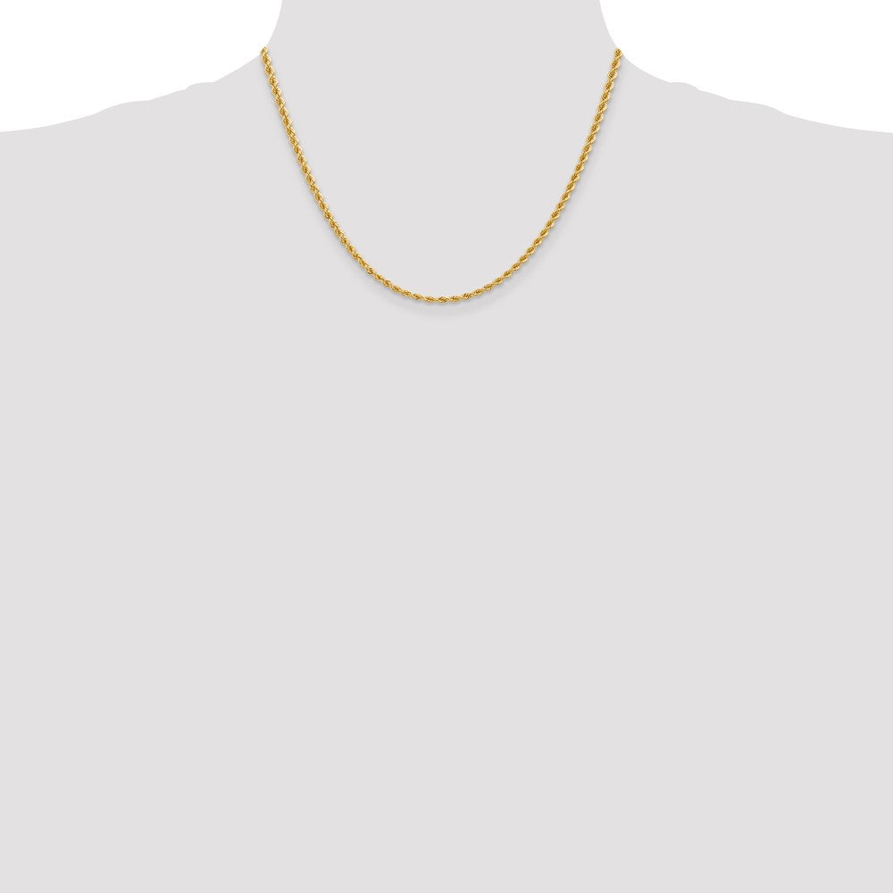 14K Gelbgold 2.75mm Normal Kordel mit Karabinerverschluss Halskette