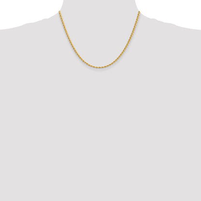 14K Gelbgold 2.75mm Normal Kordel mit Karabinerverschluss Halskette