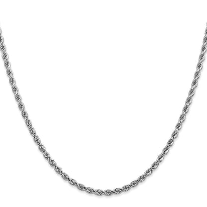 14K Weißgold 2.75mm Diamantiert Kordel mit Karabinerverschluss Halskette