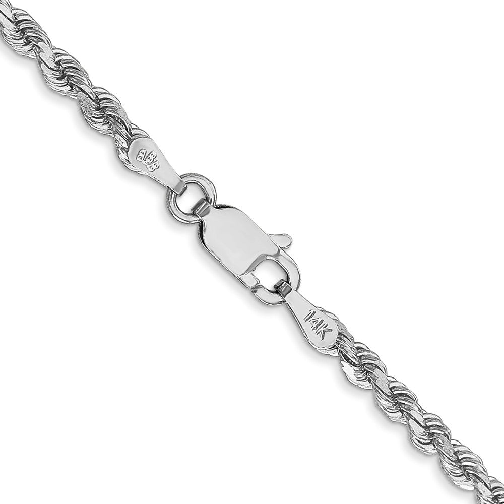 14K Weißgold 2.75mm Diamantiert Kordel mit Karabinerverschluss Halskette