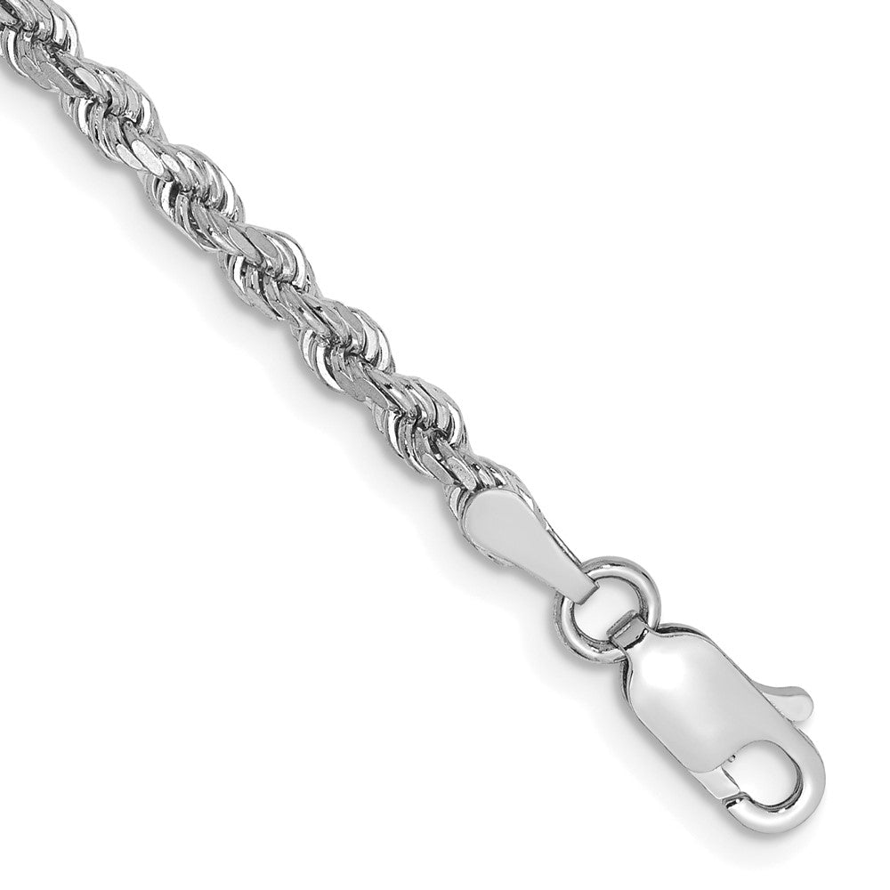 14K Weißgold 2.75mm Diamantiert Kordel mit Karabinerverschluss Kette Fußkettchen