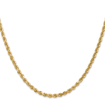 14K Gelbgold 3mm Diamantiert Kordel mit Karabinerverschluss Halskette