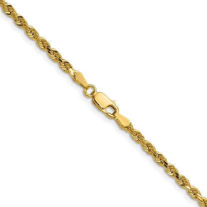 14K Gelbgold 3mm Diamantiert Kordel mit Karabinerverschluss Halskette