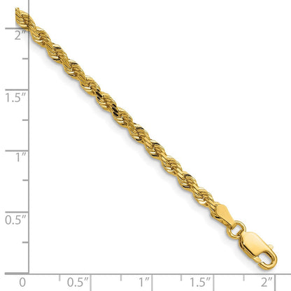 14K Gelbgold 3mm Diamantiert Kordel mit Karabinerverschluss Halskette