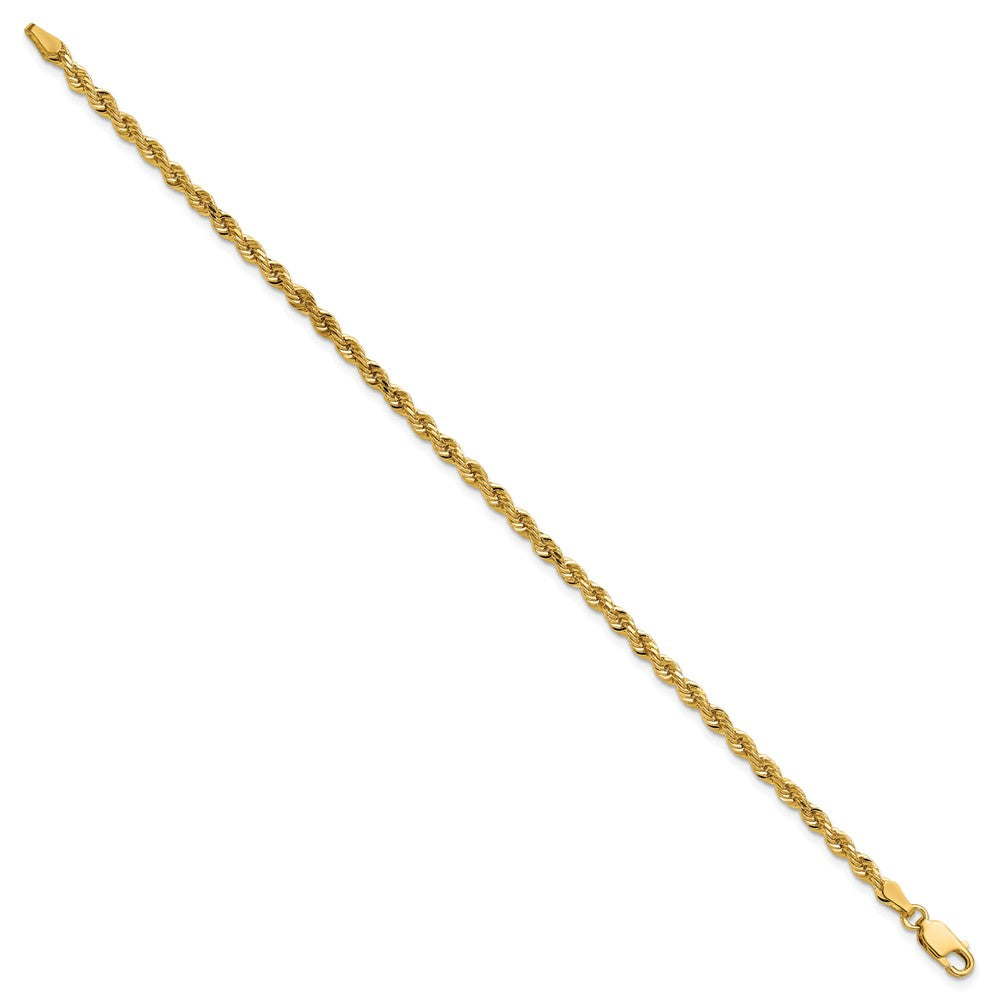 14K Gelbgold 3mm Diamantiert Kordel mit Karabinerverschluss Gliederarmband