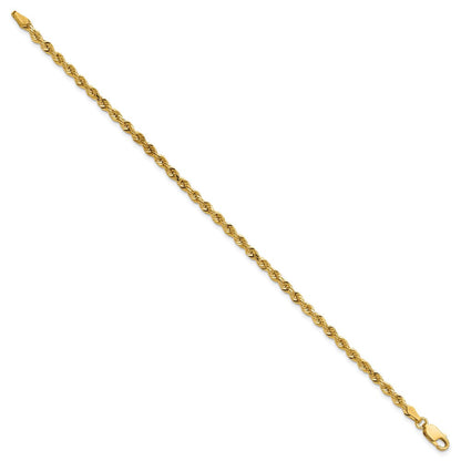 14K Gelbgold 3mm Diamantiert Kordel mit Karabinerverschluss Kette Fußkettchen