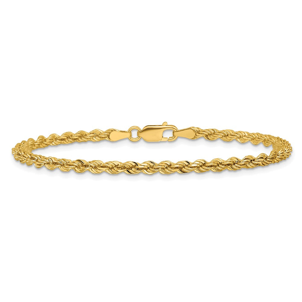 14K Gelbgold 3mm Diamantiert Kordel mit Karabinerverschluss Kette Fußkettchen