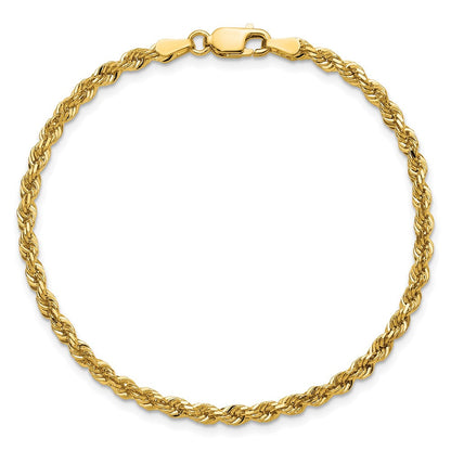 14K Gelbgold 3mm Diamantiert Kordel mit Karabinerverschluss Gliederarmband