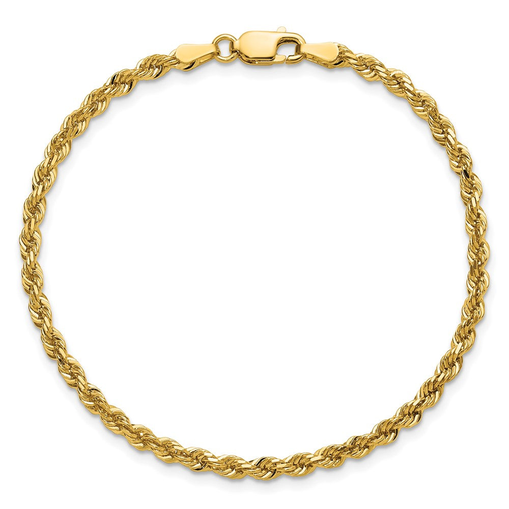 14K Gelbgold 3mm Diamantiert Kordel mit Karabinerverschluss Kette Fußkettchen