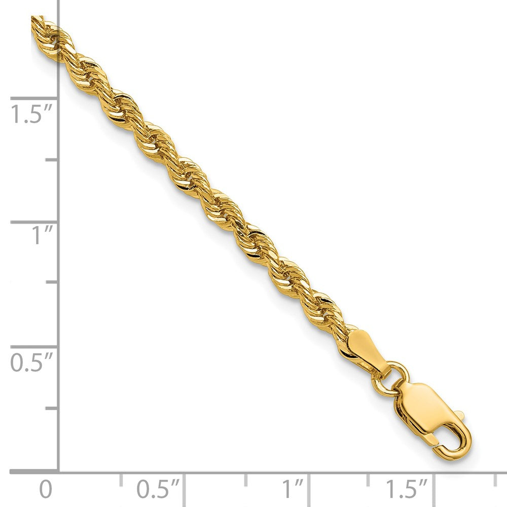14K Gelbgold 3mm Diamantiert Kordel mit Karabinerverschluss Gliederarmband