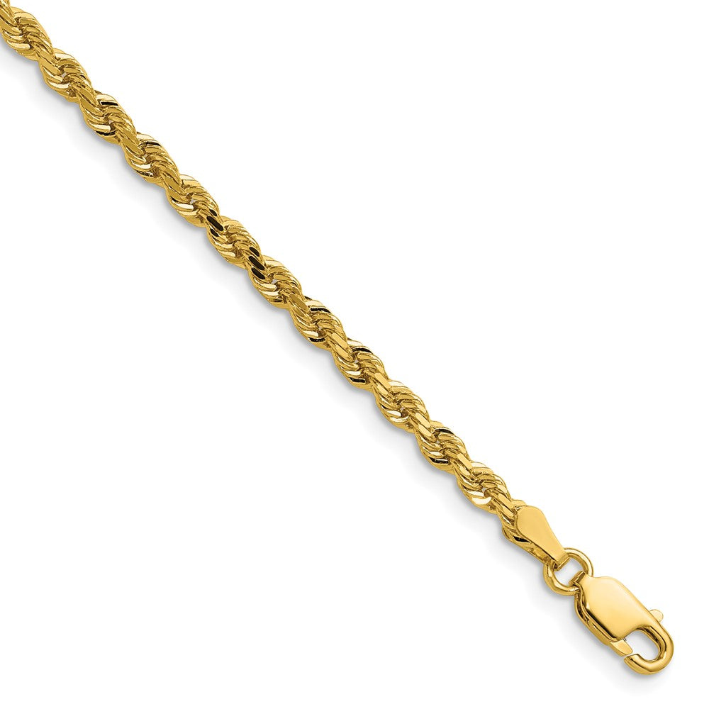 14K Gelbgold 3mm Diamantiert Kordel mit Karabinerverschluss Halskette