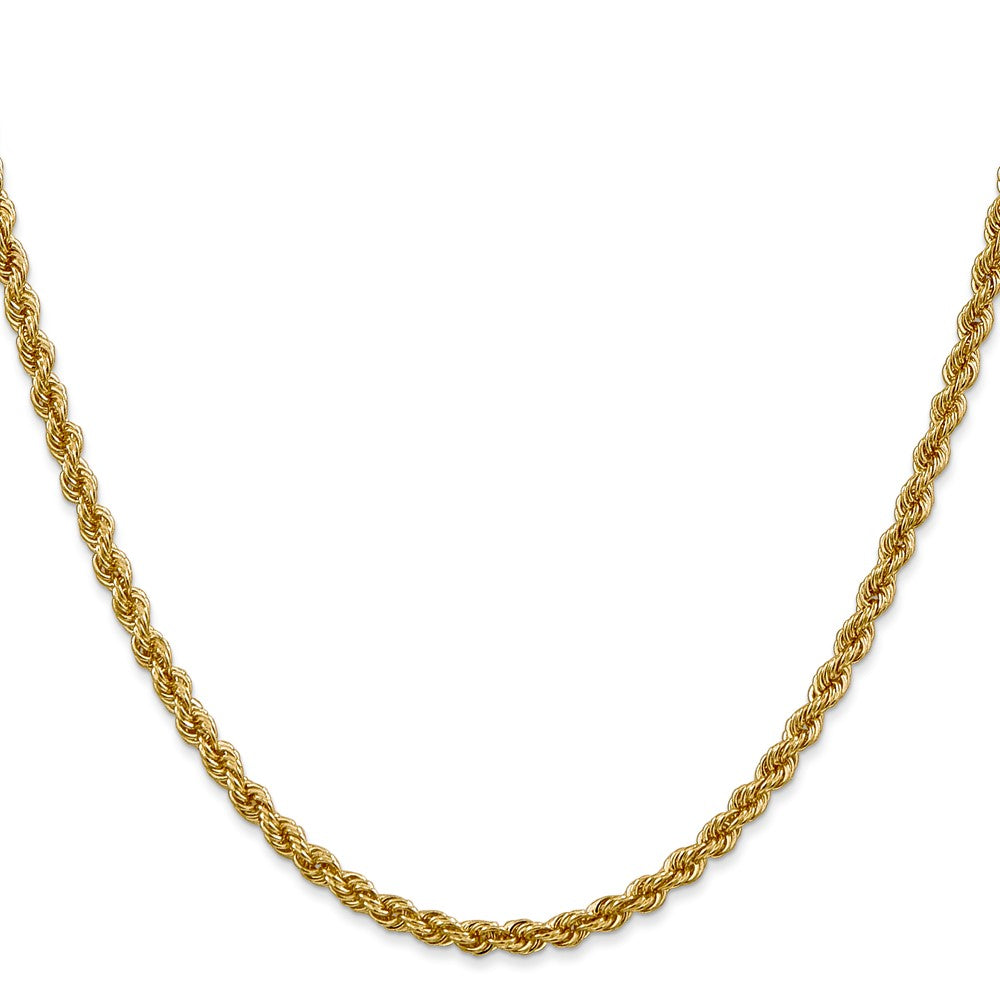 14K Gelbgold 3mm Normal Kordel mit Karabinerverschluss Halskette